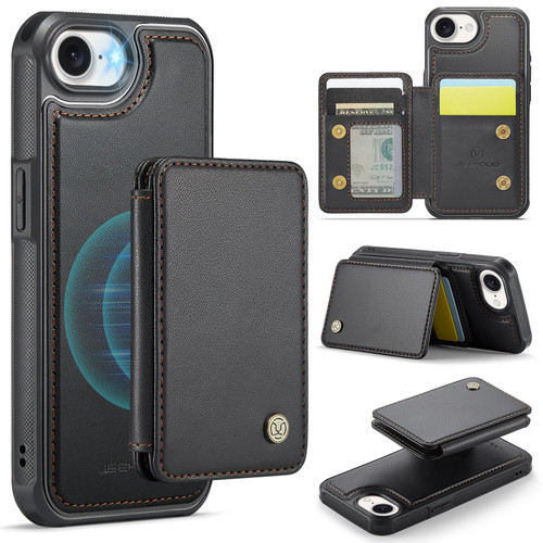 iPhone 16e / 17e JEEHOOD J05 Business Magnetic Style RFID Leather Phone Case - Black