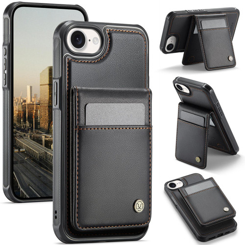 iPhone 16e / 17e JEEHOOD J06 British Style RFID MagSafe Card Bag PU Phone Case - Black