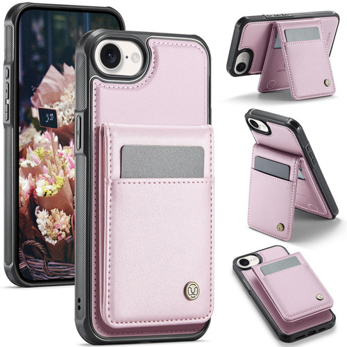 iPhone 16e / 17e JEEHOOD J06 British Style RFID MagSafe Card Bag PU Phone Case - Pink