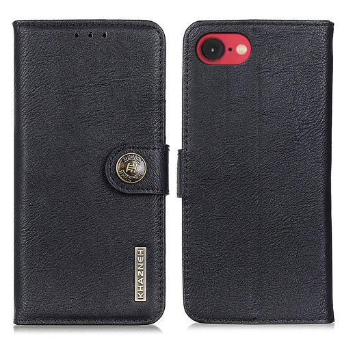 iPhone 16e / 17e KHAZNEH Cowhide Texture Horizontal Flip Leather Phone Case - Black