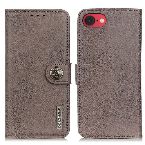 iPhone 16e / 17e KHAZNEH Cowhide Texture Horizontal Flip Leather Phone Case - Khaki