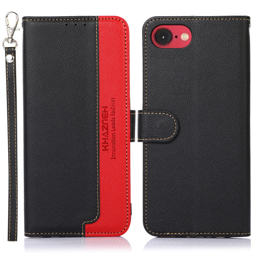 iPhone 16e / 17e KHAZNEH Litchi Texture Leather RFID Phone Case - Black