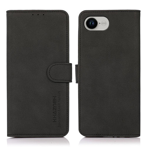 iPhone 16e / 17e KHAZNEH Matte Texture Leather Phone Case - Black