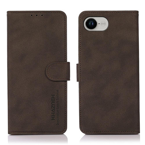iPhone 16e / 17e KHAZNEH Matte Texture Leather Phone Case - Brown