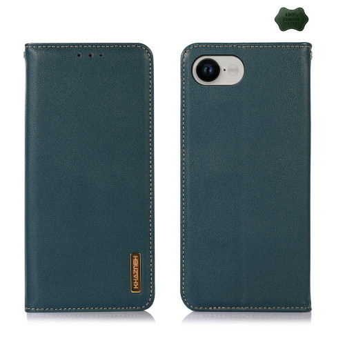 iPhone 16e / 17e KHAZNEH Nappa Top Layer Cowhide Leather Phone Case - Green
