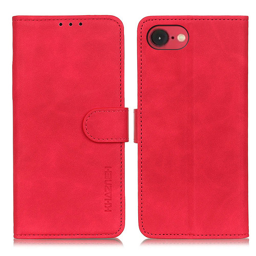 iPhone 16e / 17e KHAZNEH Retro Texture Leather Phone Case - Red