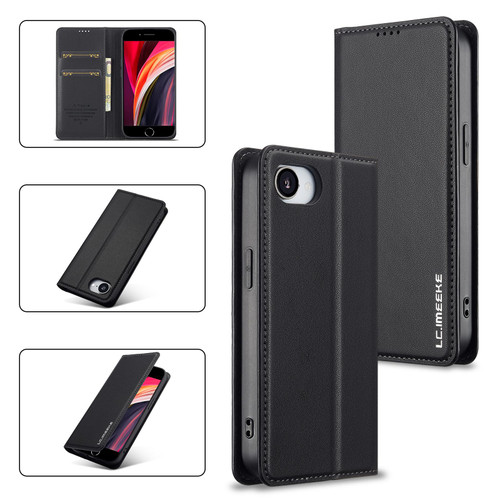 iPhone 16e / 17e LC.IMEEKE L1 Series Frosted Fine Texture PU Phone Case - Black