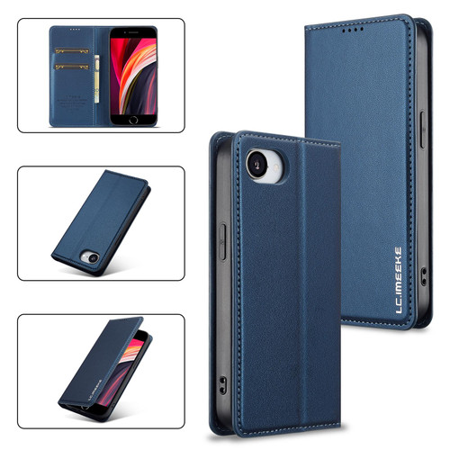 iPhone 16e / 17e LC.IMEEKE L1 Series Frosted Fine Texture PU Phone Case - Blue