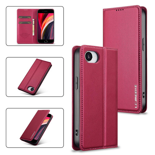 iPhone 16e / 17e LC.IMEEKE L1 Series Frosted Fine Texture PU Phone Case - Red