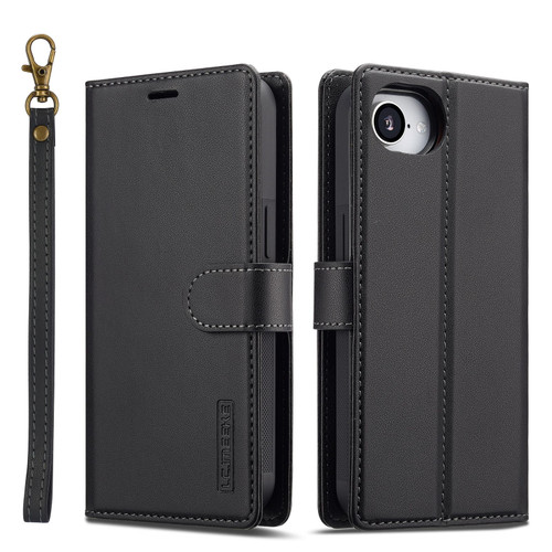 iPhone 16e / 17e LC.IMEEKE L2 Series Detachable Magsafe PU Phone Case with Lanyard - Black