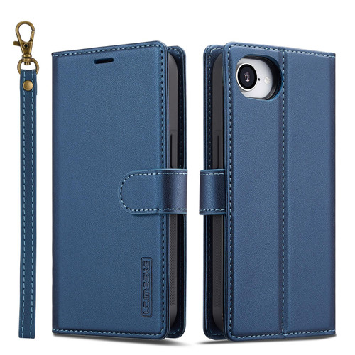 iPhone 16e / 17e LC.IMEEKE L2 Series Detachable Magsafe PU Phone Case with Lanyard - Blue