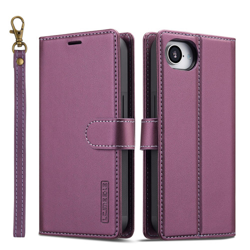 iPhone 16e / 17e LC.IMEEKE L2 Series Detachable Magsafe PU Phone Case with Lanyard - Purple