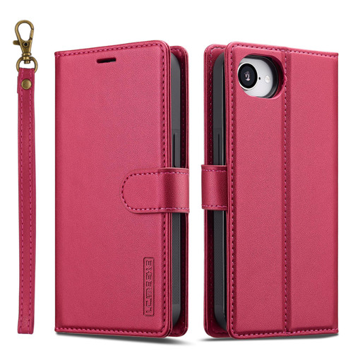 iPhone 16e / 17e LC.IMEEKE L2 Series Detachable Magsafe PU Phone Case with Lanyard - Red