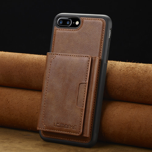 iPhone 16e / 17e LC.IMEEKE L5 Series Detachable RFID Card Bag Magsafe Phone Case - Brown