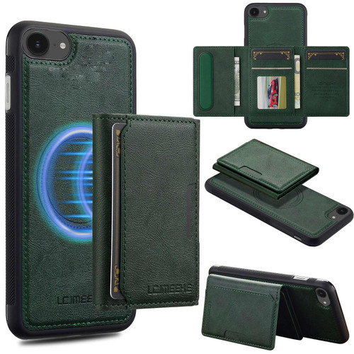 iPhone 16e / 17e LC.IMEEKE L5 Series Detachable RFID Card Bag Magsafe Phone Case - Green
