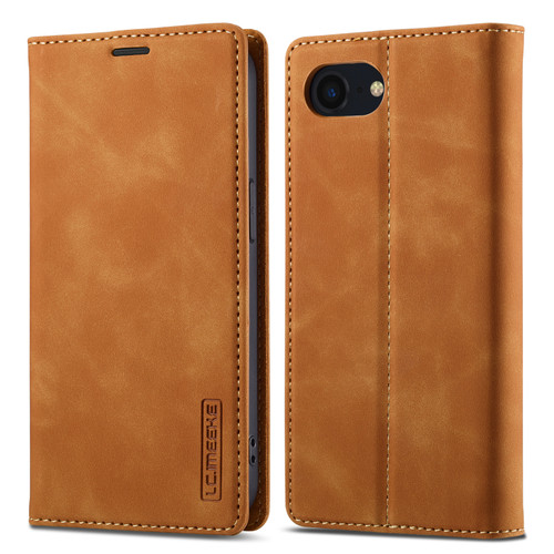 iPhone 16e / 17e LC.IMEEKE Strong Magnetism Microfiber Leather Phone Case - Brown