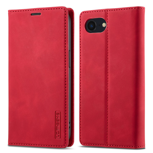iPhone 16e / 17e LC.IMEEKE Strong Magnetism Microfiber Leather Phone Case - Red