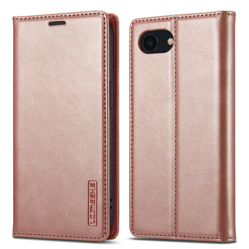 iPhone 16e / 17e LC.IMEEKE Strong Magnetism Microfiber Leather Phone Case - Rose Gold