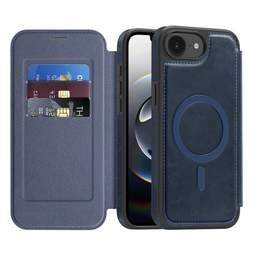 iPhone 16e / 17e Linton MagSafe Leather Phone Case - Blue