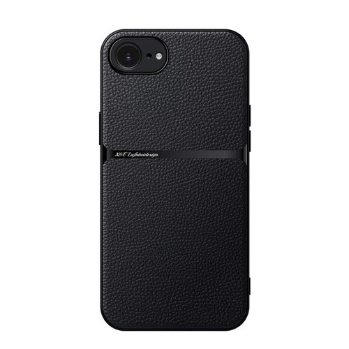 iPhone 16e / 17e Litchi Leather Magnetic Full Coverage Shockproof Phone Case - Black