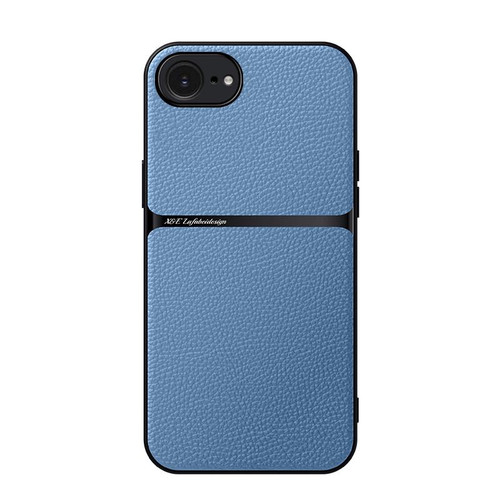 iPhone 16e / 17e Litchi Leather Magnetic Full Coverage Shockproof Phone Case - Blue