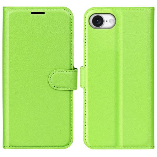 iPhone 16e / 17e Litchi Texture Horizontal Flip Leather Phone Case with Holder - Green