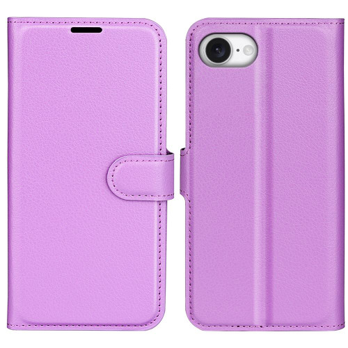 iPhone 16e / 17e Litchi Texture Horizontal Flip Leather Phone Case with Holder - Purple