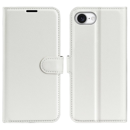 iPhone 16e / 17e Litchi Texture Horizontal Flip Leather Phone Case with Holder - White