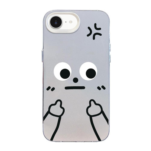 iPhone 16e / 17e Little Man Gestures Colored Silver Frosted PC Hybrid TPU Phone Case - Angry Hands Scorn