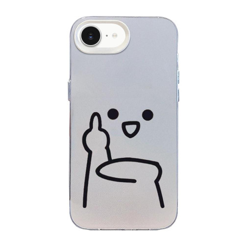 iPhone 16e / 17e Little Man Gestures Colored Silver Frosted PC Hybrid TPU Phone Case - Ultraman Gesture of Contempt