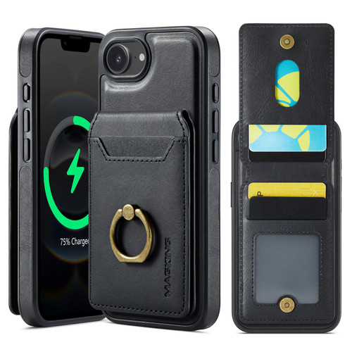 iPhone 16e / 17e MAGKING K1 MagSafe Detachable Wallet RFID Back Cover Phone Case - Black