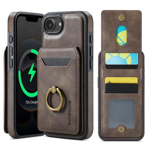 iPhone 16e / 17e MAGKING K1 MagSafe Detachable Wallet RFID Back Cover Phone Case - Coffee