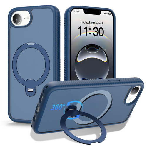 iPhone 16e / 17e Magnetic 360 Rotating Stand Airbag Shockproof Phone Case - Blue