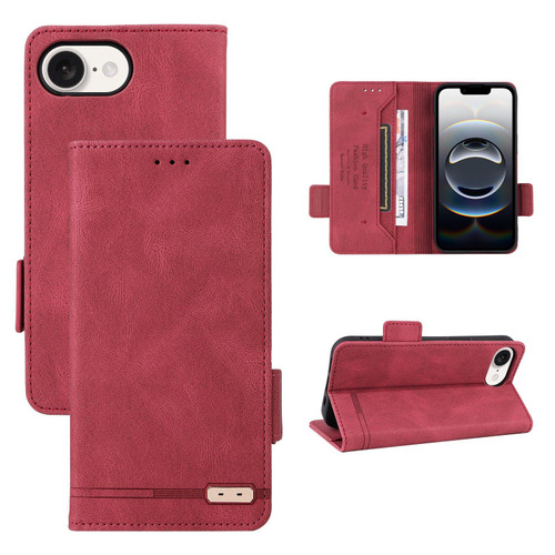 iPhone 16e / 17e Magnetic Clasp Leather Phone Case - Red