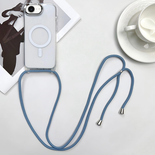 iPhone 16e / 17e MagSafe Magnetic PC + TPU Phone Case with Lanyard - Grey Blue