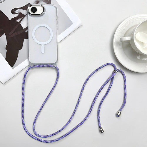 iPhone 16e / 17e MagSafe Magnetic PC + TPU Phone Case with Lanyard - Purple Blue Apricot