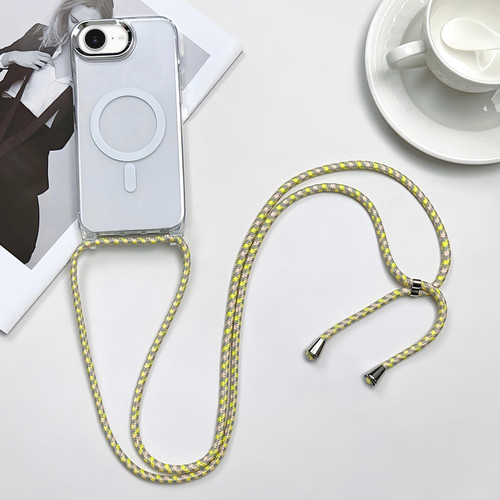 iPhone 16e / 17e MagSafe Magnetic PC + TPU Phone Case with Lanyard - Yellow Pink Grey
