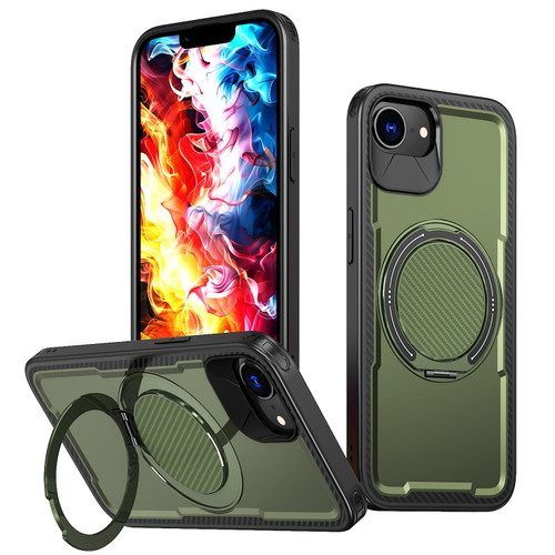 iPhone 16e / 17e Metal 360 Degree Rotation Holder MagSafe Phone Case - Olive Green