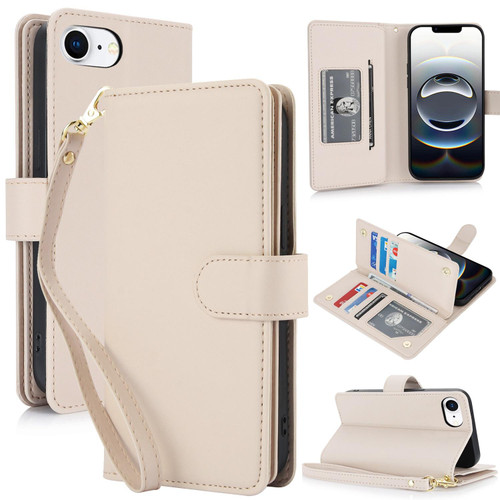 iPhone 16e / 17e Multi-Card Wallet RFID Leather Phone Case - Apricot