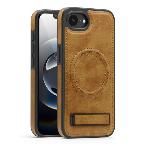 iPhone 16e / 17e Multi-function Holder MagSafe PU Phone Case - Brown