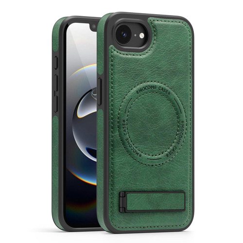 iPhone 16e / 17e Multi-function Holder MagSafe PU Phone Case - Green