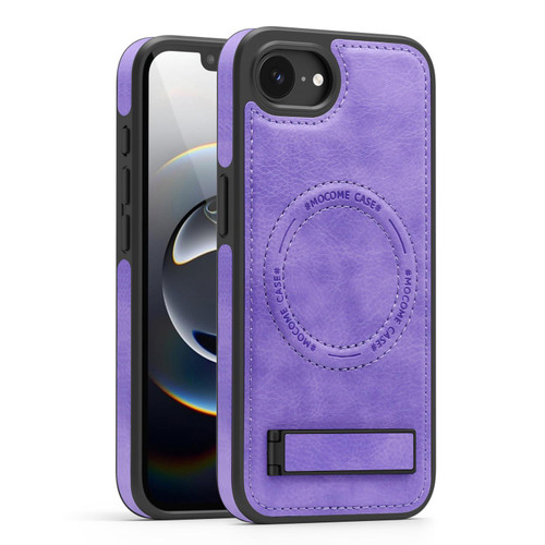 iPhone 16e / 17e Multi-function Holder MagSafe PU Phone Case - Light Purple