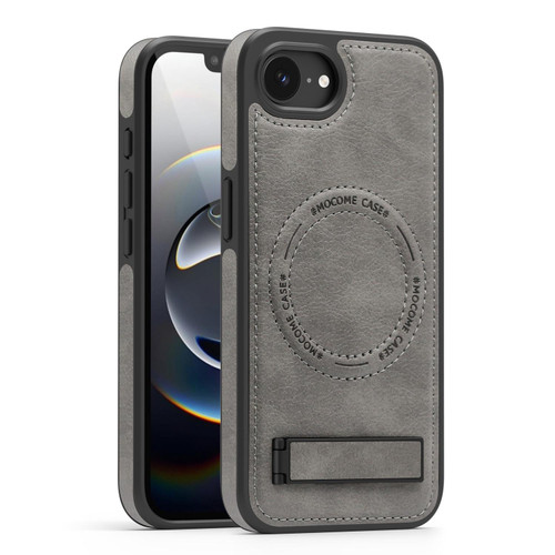 iPhone 16e / 17e Multi-function Holder MagSafe PU Phone Case - Titanium Gray