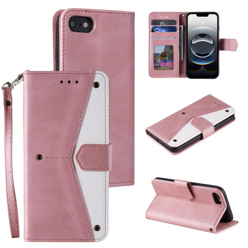 iPhone 16e / 17e Nail Skin Feel Stitching Calf Texture Leather Phone Case - Rose Gold