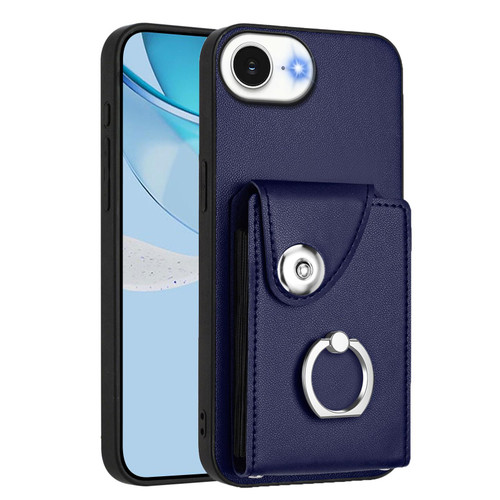 iPhone 16e / 17e Organ Card Bag Ring Holder Phone Case - Blue