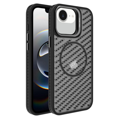 iPhone 16e / 17e O-Shape Hollow Cooling Lens Holder MagSafe Phone Case - Black