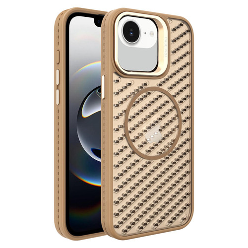 iPhone 16e / 17e O-Shape Hollow Cooling Lens Holder MagSafe Phone Case - Gold
