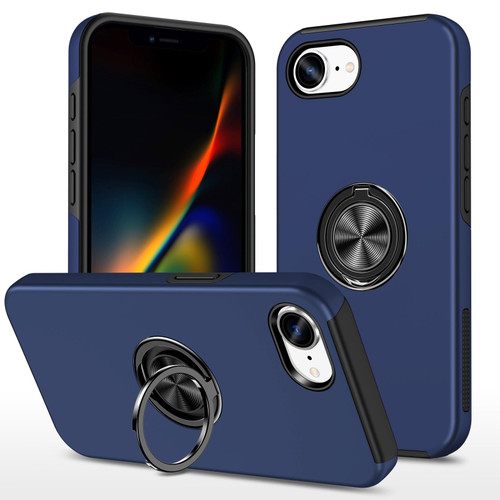 iPhone 16e / 17e PC + TPU Magnetic Phone Case with Invisible Ring Holder - Navy Blue