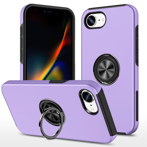 iPhone 16e / 17e PC + TPU Magnetic Phone Case with Invisible Ring Holder - Purple