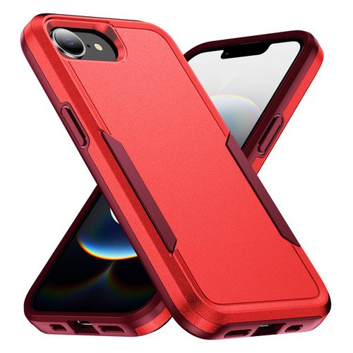 iPhone 16e / 17e Pioneer Armor Heavy Duty PC + TPU Phone Case - Red+Rose Red